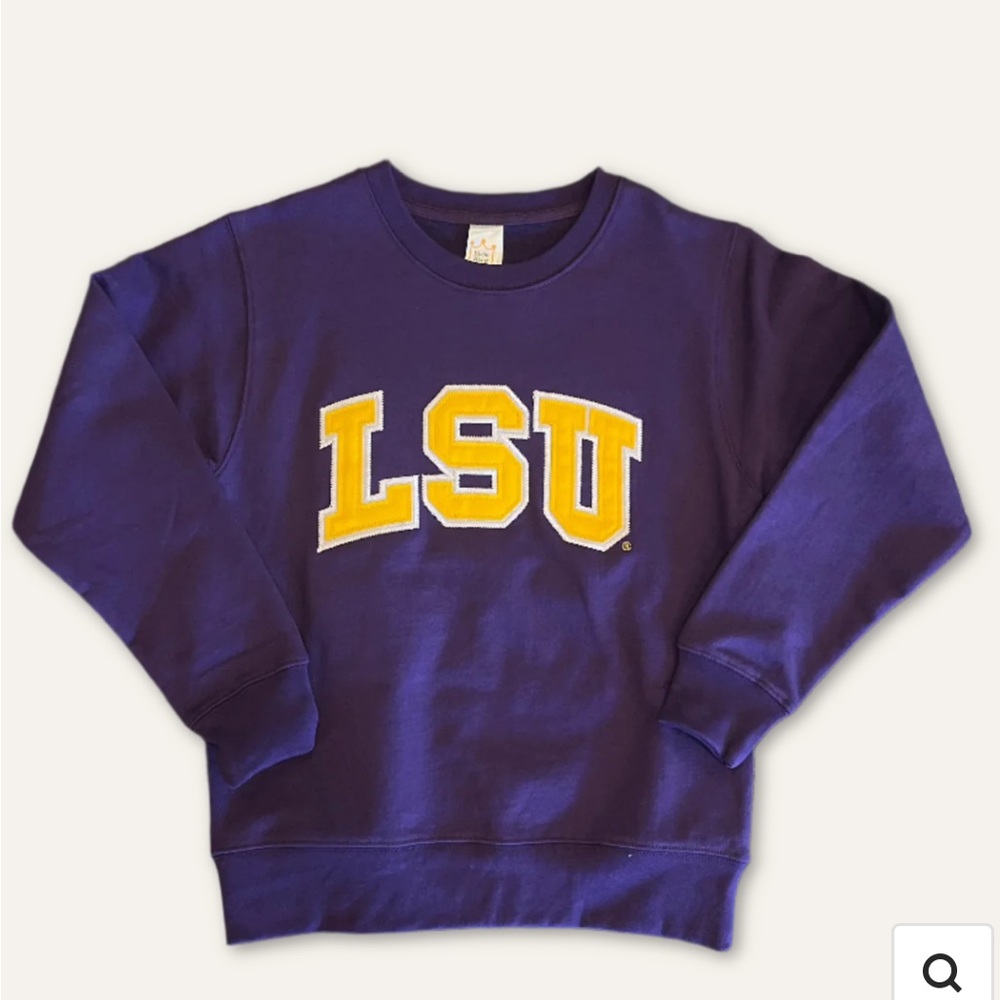 LSU Football Purple women’s Sweatshirt football  2XL logo is on the close up pic